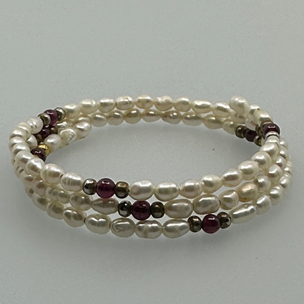 Chic  freshwater Pearl and amethyst Bead Bracelet